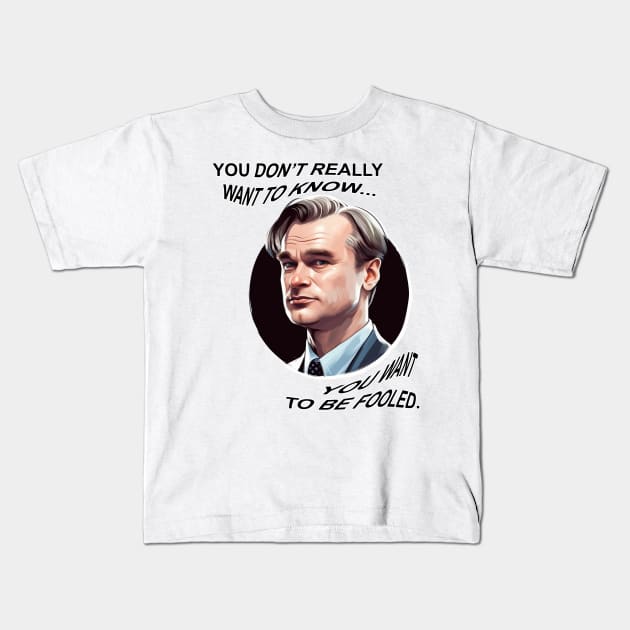 Christopher Nolan Quote Kids T-Shirt by pandas doing stuff